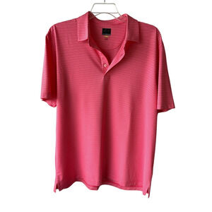 Greg Norman PlayDry Golf Polo Shirt XL Pink Striped Moisture Wicking Stretch